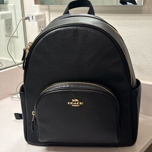 Coach Black Pebbled Leather Backpack with Gold Hardware
